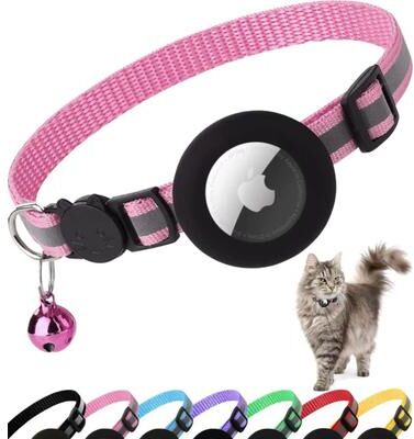 Inspired Finds AirTag Ready Reflective Breakaway Cat Collar With Bell For Kittens & Cats blush Tracker