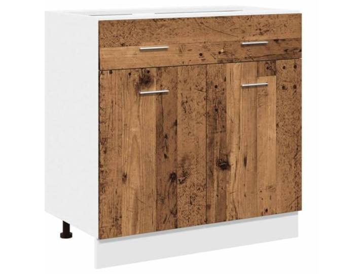 HKTMGDNG Küchenunterschrank Lyon Altholz-Optik 80x46x81,5 cm Praktischer Beistellschrank mit Schublade und Türfächern für ordentliche Aufbewahrung in Küchenzeile oder Essbereich.