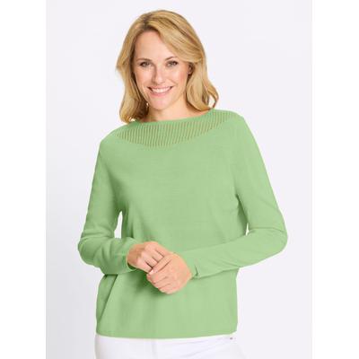 Strickpullover CLASSIC BASICS "Langarm-Pullover", Damen, Gr. 42, grün (reseda), 100% Polyacryl, unifarben, Pullover Strickpullover