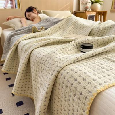 Uplift Picks 3 Layer Cotton Gauze Blanket Lightweight Pure Cotton Throw vanilla Cream 180x220cm 1 Pc