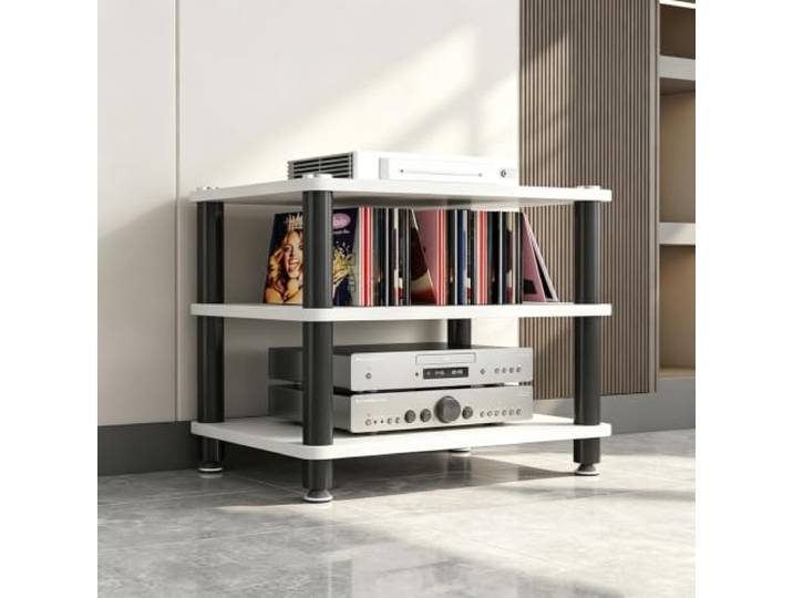 Vielseitiger AV‑Medienstand: mehrstöckiger Audio Rack für Audiogeräte Modulare Einlegeböden, höhenverstellbar, robuste Konstruktion, modernes Dekor(White,H 50cm/19.7in)