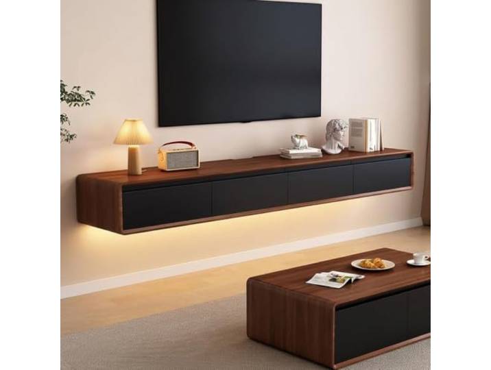 MIMRTIMI TV Schrank Hängend TV Lowboard Schwimmender TV-Hängeschrank Türen in Medien-Wandeinheit für Wohnzimmer und Büro
