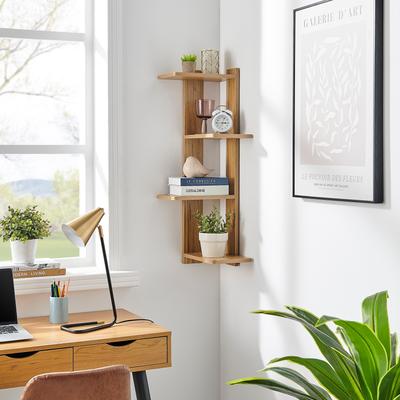 Danya B. Alvar Corner 4-Tier Floating Ledge Column Wall Shelf