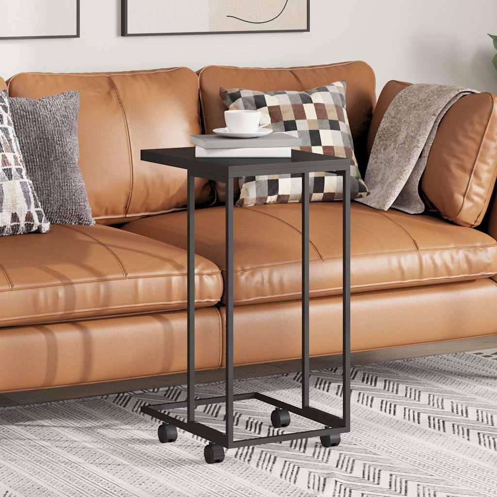 vidaXL Armario auxiliar con ruedas contrachapado negro 40x30x63,5 cm Negro