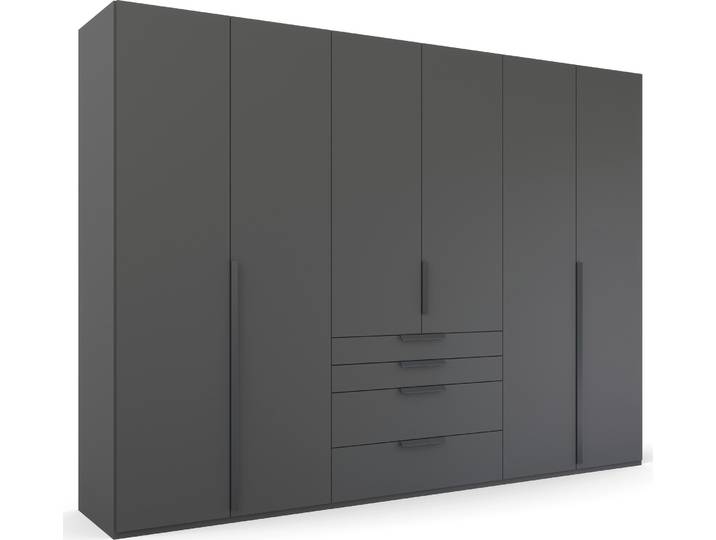 Drehtürenschrank RAUCH Kleiderschrank Schrank Garderobe Wäscheschrank PURISMA , grau (graphit), B:301cm H:223cm T:60cm, Holzwerkstoff, Schränke, Drehtürenschrank, mit Schubladen und umfangreichem Zubehör MADE IN GERMANY