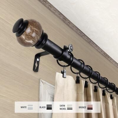 InStyleDesign Onyx 1 inch Diameter Adjustable Curtain Rod