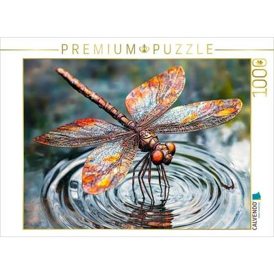 CALVENDO Puzzle Elegante Metall-Libelle: Einzigartiges Gartenkunstwerk für Naturfreunde | 1000 Teile Lege-Größe 64x48cm Foto-Puzzle für glückliche