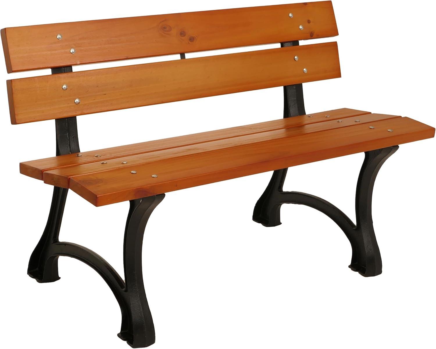 Mendler Gartenbank 125cm aus Gusseisen und Kiefernholz - Teak