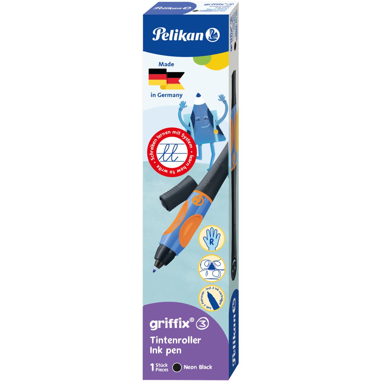 Pelikan griffix Tintenschreiber Rechtshänder Neon Black Faltschachtel