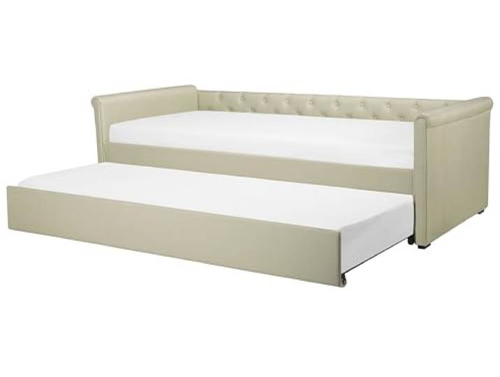 Elegantes Tagesbett ausziehbar Polsterung beige Leinenoptik Libourne