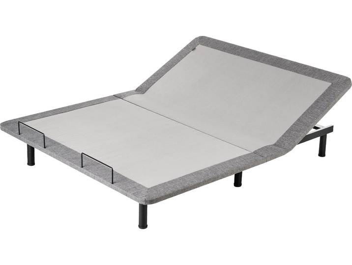 BELIANI Lattenrost Grau Gepolstert 160x200 cm Elektrisch Verstellbar mit Fernbedienung 4 Höhenverstellbare Beine Unterfederung für Doppelmatratze