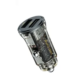 WEKOME WP-C40 Vanguard Series - Autoladegerät 2 x USB s schnellem Laden 15W (schwarz / transparent)