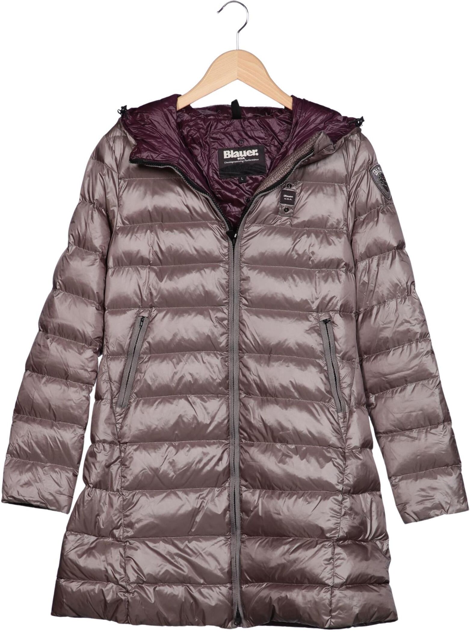 blauer Damen Mantel, Grau, Gr. L, Synthetik / Daunen - Second Hand