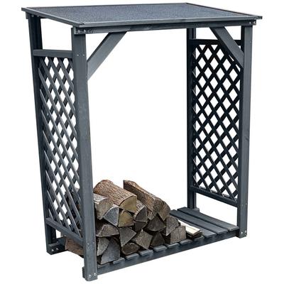 Kaminholzregal PROMADINO "Speyer", grau, B:119,5cm H:148cm T:68cm, Holzwerkstoff, Kaminholzlager, Kaminholzregal, aus massivem Kiefernholz, wetterfest imprägniert