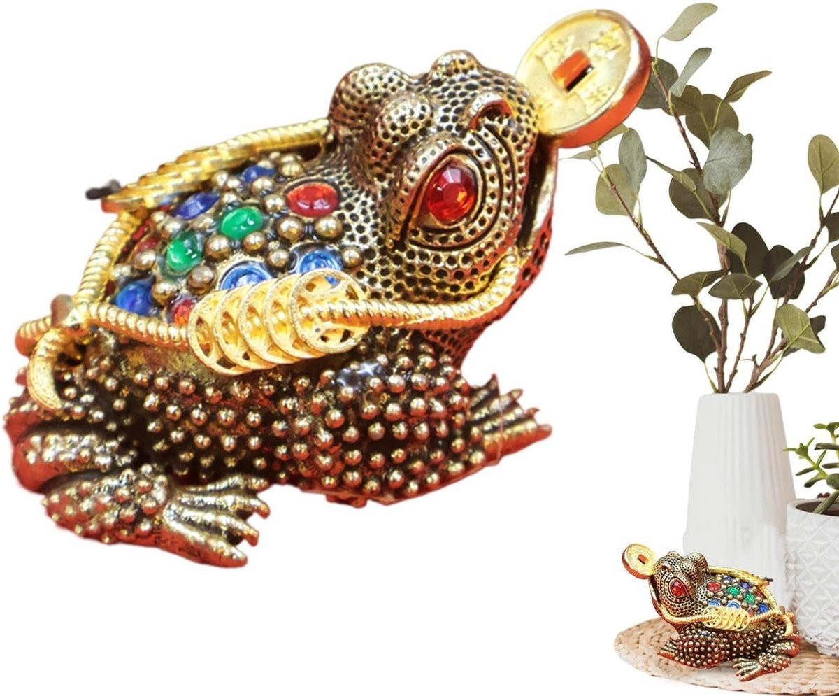 Thee Dier Figuur Oosterse Sculptuur Massief Koper Goudkleurig 6 x 3 cm