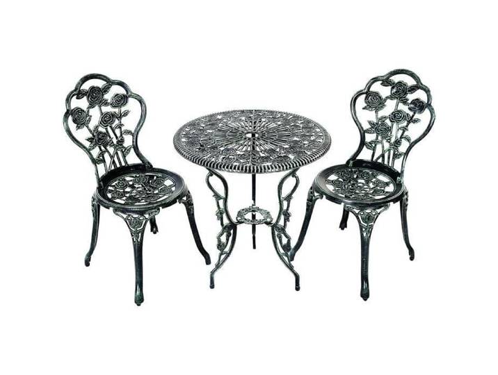 GOPLUS Ensemble Table de Bistrot pour Jardin de 3 Pièces en Fonte Aluminium avec 2 Chaises et 1 Table Ronde Rose en Fonte