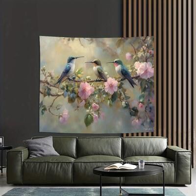 Uplift Treasures Vibrant Hummingbird Floral Wall Tapestry a 51.2 59.1 In