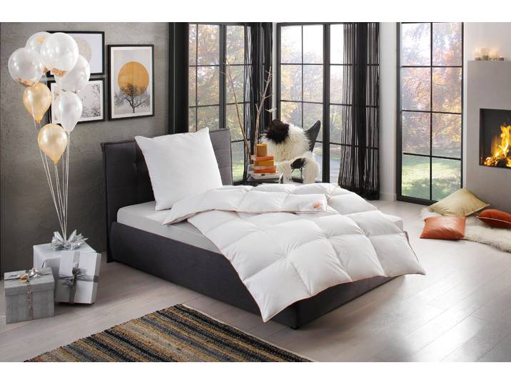 Gänsedaunenbettdecke RIBECO Kalle , weiss (weiß), B:135cm L:200cm, Bezug: 100% Baumwolle. Füllung: 90% Gänsedaunen, 10% Gänsefeder, Bettdecken, Gänsedaunenbettdecke, pflegeleicht
