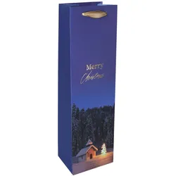 5x Sigel, Geschenkverpackung, Geschenktüten für Flaschen Christmas Chapel Large Motiv 10,0 x 35,0 cm (1x)