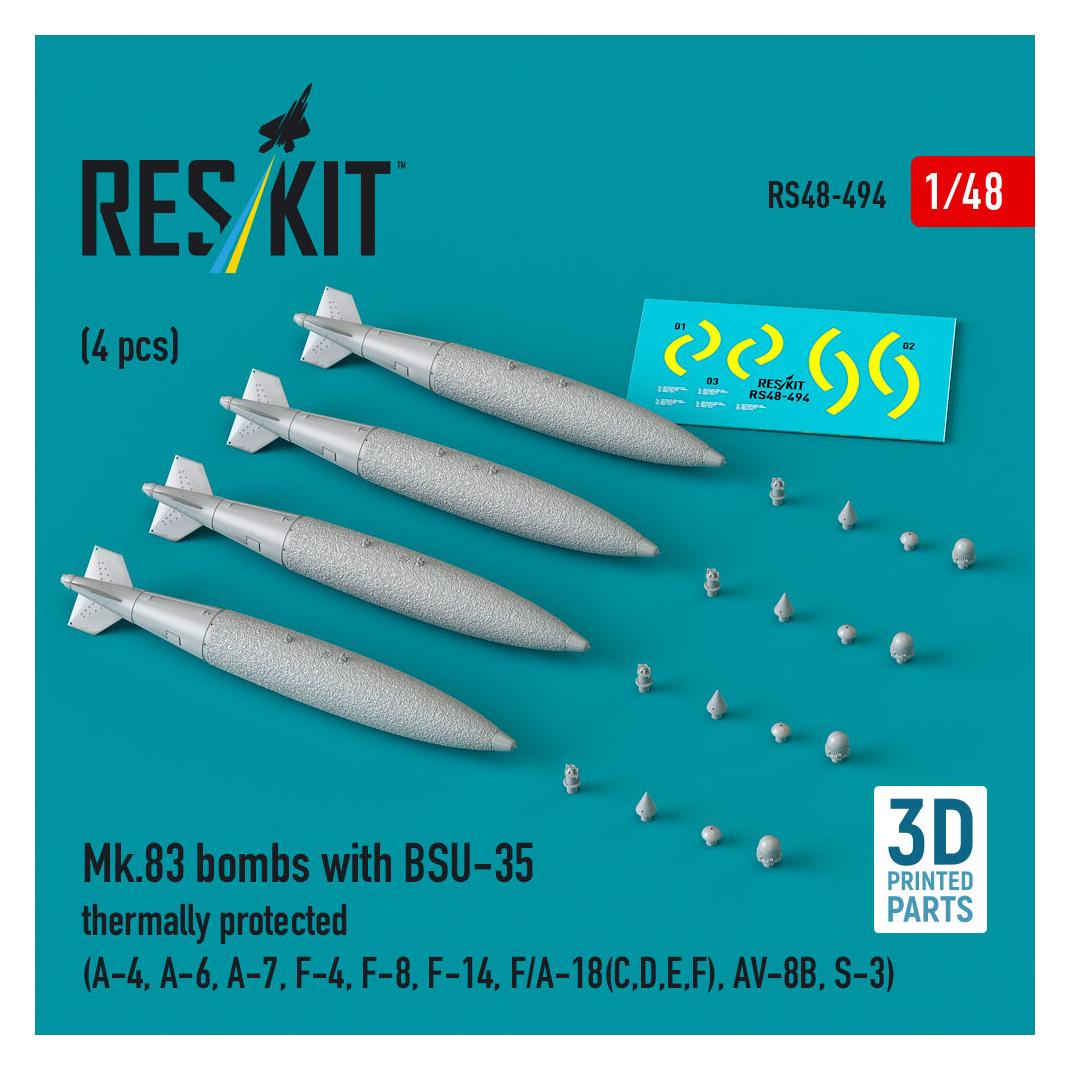 ResKit Mk.83 bombs with BSU-35 thermally protected (4 pcs) (A-4, A-6, A-7, F-4, F-8, F-14, F/A-18(C,D,E,F) (RS48-0494)