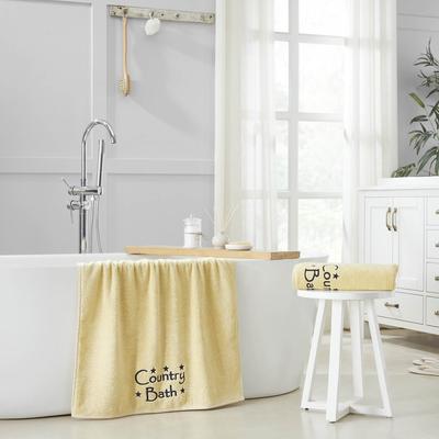 VHC Brands Navy Country Bath Stars Creme Bath Towel Set of 2 27x54