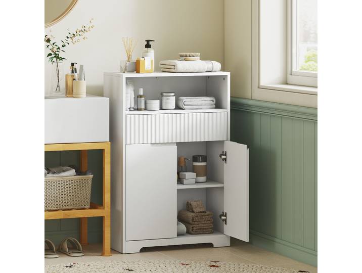 HOMCOM Armoire Salle de Bain Étroite 60x30x91,5cm Blanc