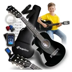 Suprimo JRC SET BK gitara klasyczna 1/4 czarna do (Konzertgitarre), Gitarre, Schwarz