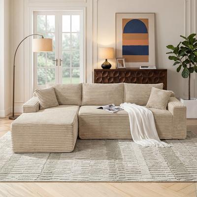 "Modern 94.5"" Modular Compressed Sectional Sofa with L-Shape Upholstery Deep Seat & Reversible Chaise by GDFStudio"