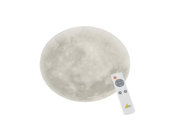 Trio Leuchten LED Deckenleuchte Lunar 627514000, Acryl mit Mondmotiv, Mondphase wechselbar, 1 x 22 Watt LED, Helligkeit einstellbar, Nachtlich Funktion, inkl. Fernbedienung, Weiß