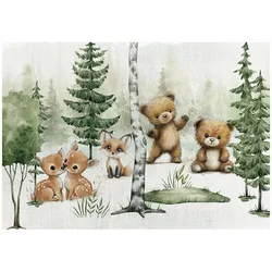 FOTOTAPETE Wald Tiere Grün 368x254 cm