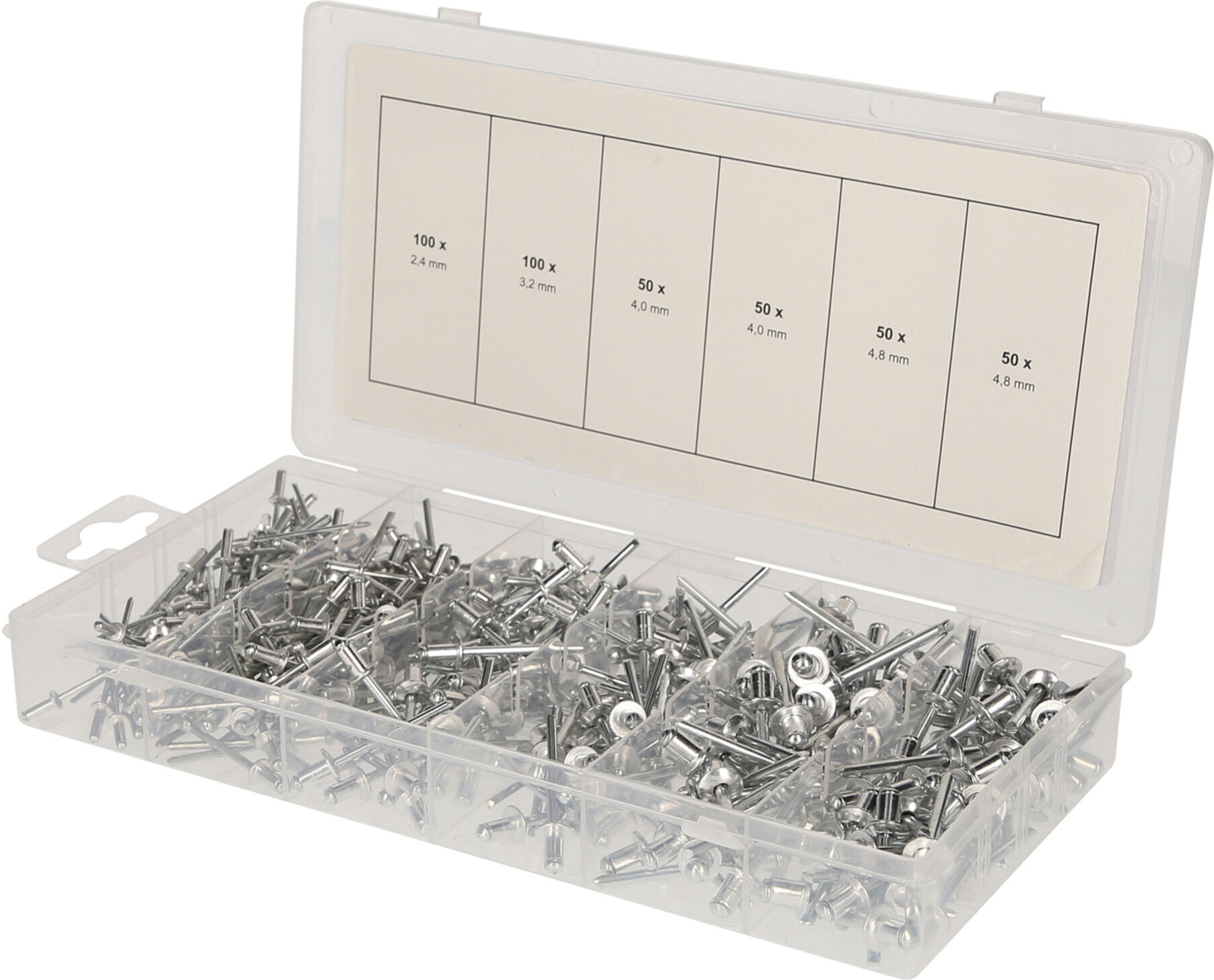 Brilliant Tools Sortiment Blindnieten, 400-tlg, 2, 4 - 3, 2 - 4 - 4, 8 mm (BT066950)