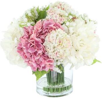 Creative Labs Classic Hydrangea and Viburnum Arrangement in Glass Vase