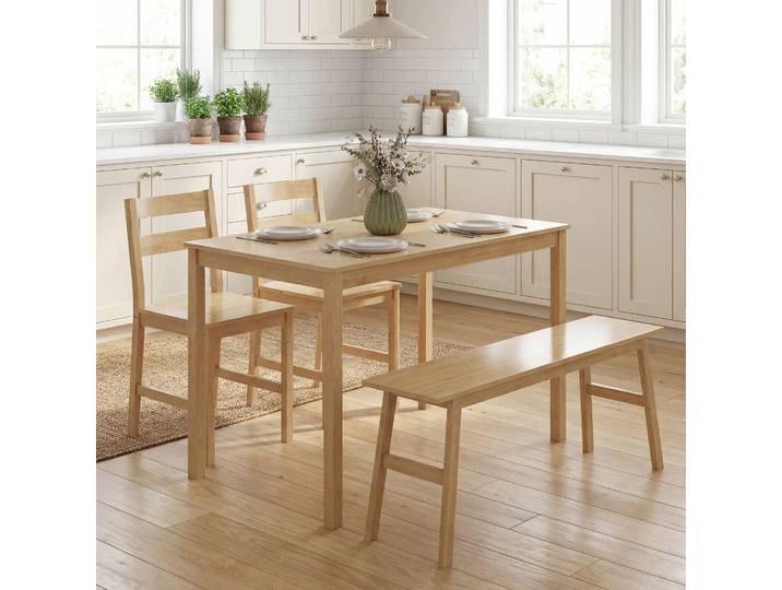 HOMCOM Ensemble Salle à Manger Bambou 4 Pers. Table, Chaises, Banc