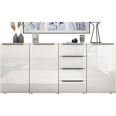 Highboard BORCHARDT MÖBEL "Tom", weiß (weiß hochglanz), B:200cm H:93cm T:35cm, Holzwerkstoff, Sideboards, Highboard, Breite 200 cm