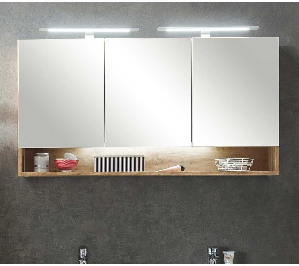 Pharao24.de Spiegelschrank Bad im Landhausstil LED Beleuchtung