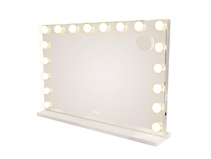 ZMH Schminkspiegel Yveth 80/14/60 cm, Weiß, Glas, Metall, Mode, Rechteckig, 14x60x80 cm, Spiegel, Schminkspiegel