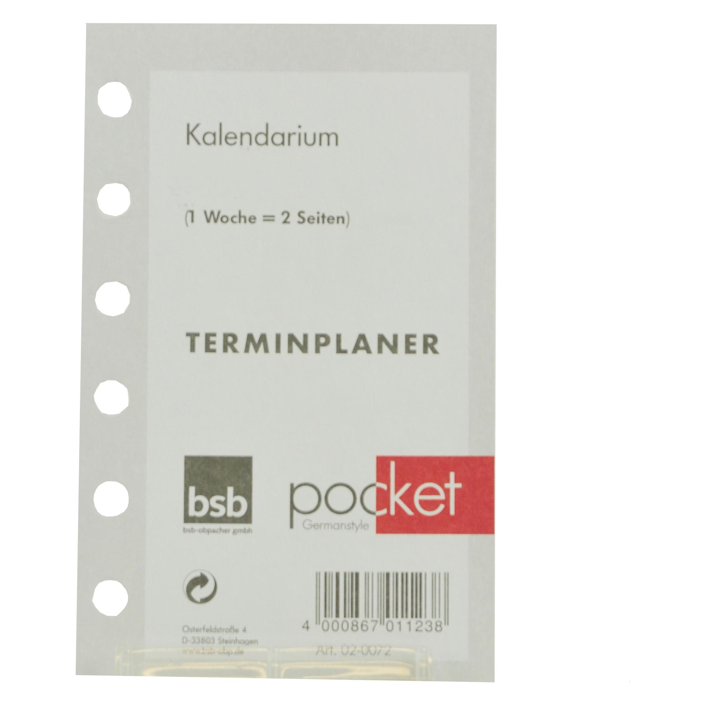 BSB-Obpacher Kalendarium für Timer 1Woche/2Seiten ca. A7 (A7, 1 Woche / 2 Seiten) (02-0072)