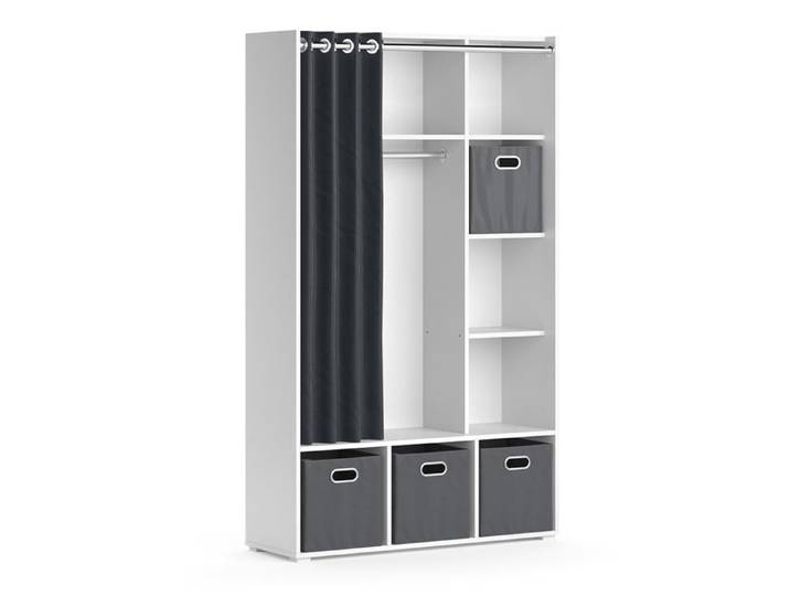 Armoire Luigi 38x178.1cm avec boîtes pliantes (grises) Blanc Vicco 40723