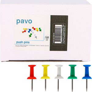 Pavo Pinnadeln 8022106, Kopf aus Kunststoff, farbig sortiert, 100 Stück