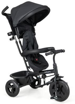 Costway 4-in-1 Baby Trike Kids Tricycle with Removable Canopy and Adjustable Push Handle-Black