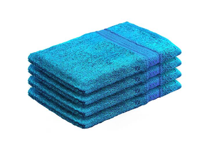 4er-Set Waschhandschuhe aus 100% Baumwolle, Waschlappen mit Schlaufe, türkis