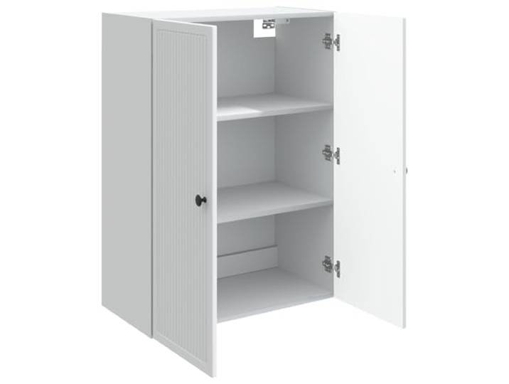 KTHLBRH Weißer Wandschrank 66 x 34,5 x 90 cm aus technischem Holz 2 Türen, 2 Einlegeböden, Vintage-Stil, Wandmontage, Griff aus Metall