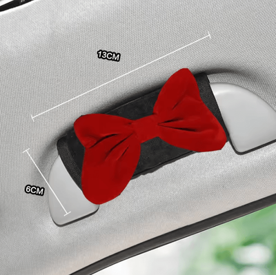 Uplift Curations BowRide Plush Car Neck Pillow Cute Red Bowknot Headrest & Seatbelt Support Cushion For Women 1pc Hand Cover