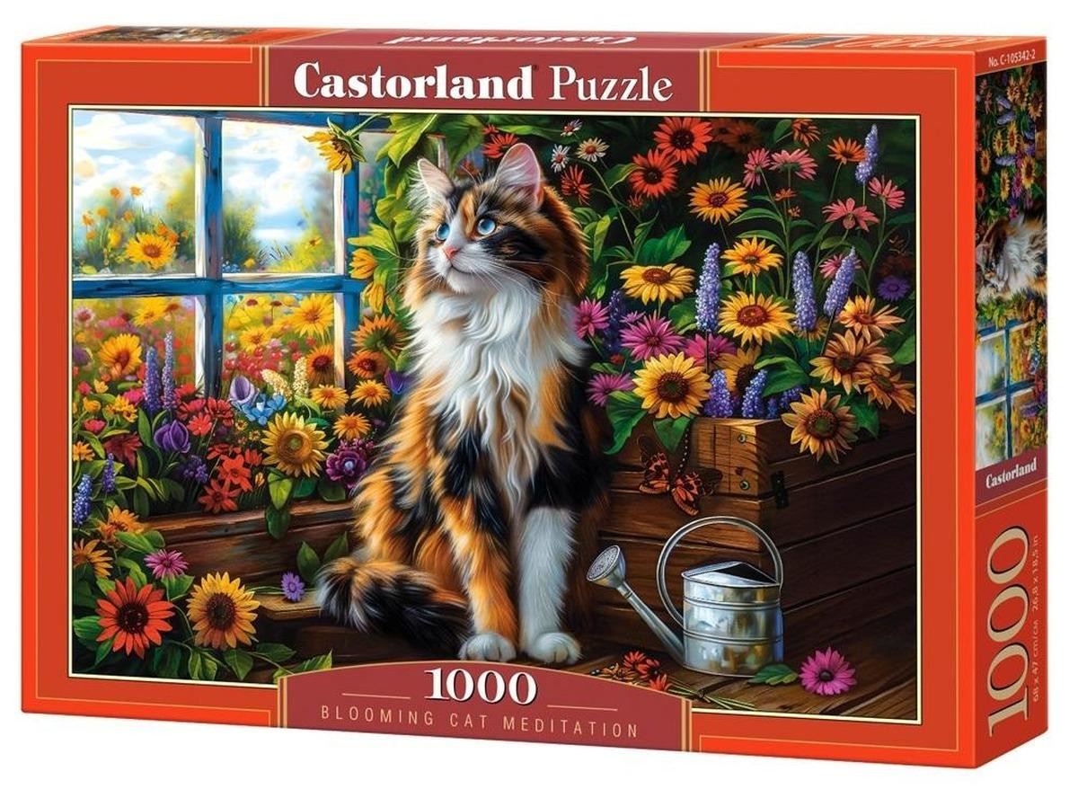 Castorland Puzzel van 1000 stukjes - Meditatie van een kat in bloei