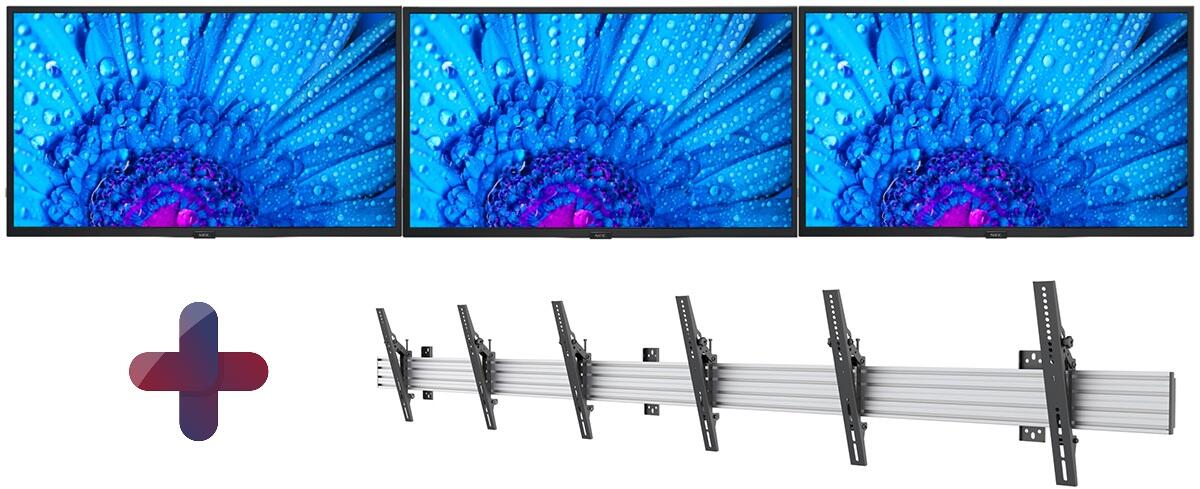 Sharp Display Solutions NEC Menuboard 3x MultiSync M321 Signage Display 80 cm 32 Zoll inkl. Neomounts NMPRO-WMB3 Wandhalterung 60005288+NMPRO-WMB3