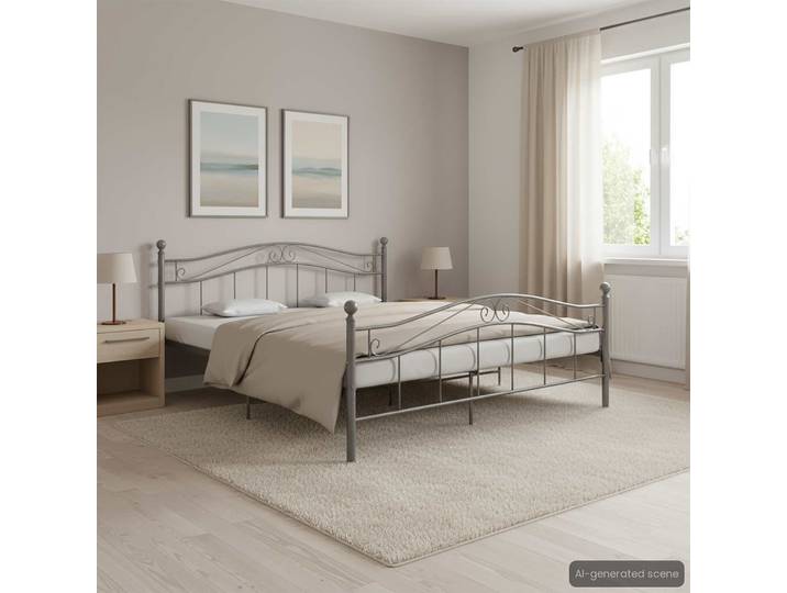 vidaXL Bett Grau Metall 140x200 cm