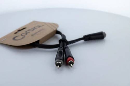 Cordial 14889 Klinke / Cinch Audio Y-Adapter [1x Klinkenbuchse 3.5mm - 2x Cinch-Stecker] 0.30m Schwarz PVC-Mantel