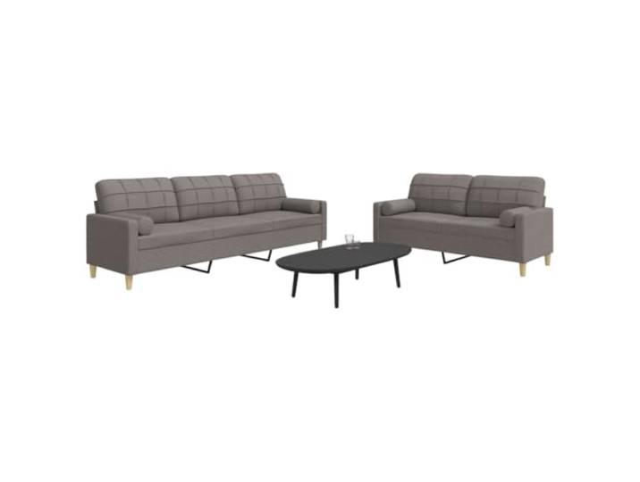 HEFZGDB 2-TLG. Sofagarnitur mit Dekokissen Taupe Stoff Sofa Set Wohnzimmer Polstergarnitur Metallrahmen Polyestergewebe strapazierfähig atmungsaktiv gepolsterte Sitzflächen Armlehnen