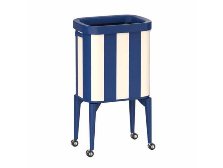 WSJJXS Mülleimer für Küche mit Rollen und Deckel Rollenbasis, Druckdeckel, Freihändige Nutzung, Platzsparend, Mehrzweck(Blue,Style A)