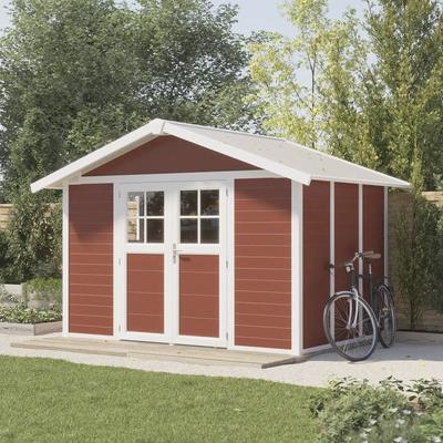 Gartenhaus Grosfillex Lodge Deco L 370 x 298 cm rot-weiß
